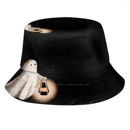 Berets Walk Unisex Summer Outdoor Sunscreen Hat Cap Ghost Spirit Haunt Lonley Lantern Light Lamp Stars Darkness Sky