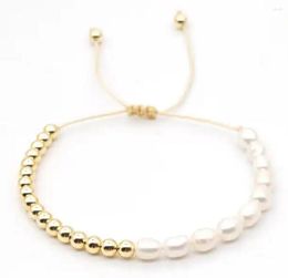 Charm Bracelets 5Pcs Fashion Freshwater Pearl Bracelet For Women Jewellery Gold Plated Bead Jewellery Boho Adjustable