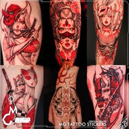 Temporary Tattoos 1219cm 6Pcsset Tattoo Stickers Japanese Ukiyoe Geisha Ninja Design Arm Waterproof for Men and Women 230621