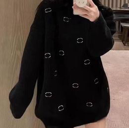 Designer fashion womens sweater Comfortable luxury cardigan monogram Embroidery solid Colour classic black and white jumper Coats