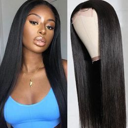 Hd Lace Closure Wigs Human Hair Straight Lace Front Wigs Human Hair Pre Plucked Glueless Wigs for Black Women Natural Colour