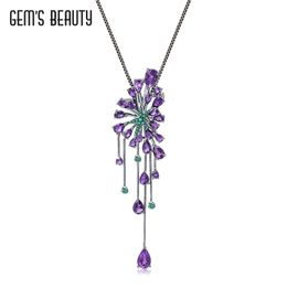 Strands Strings GEM'S BEAUTY Natural Amethyst Wisteria Pendant 925 Sterling Silver Necklace Love Token Romantic Jewellery for Women 230625