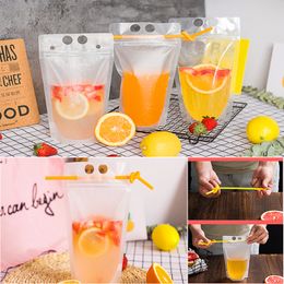 Tool Bag 50PCS Plastic Liquid 50pcs Straw Juice Coffee Drinks Kitchen Vertical Seal Pouches Frosted Disposable Reclosable for Party 230625