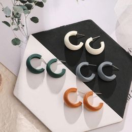 Stud Earrings Cute Moon Matte Wooden Geometric C-Shaped Statement Vintage Big Circle Wood Ear Ring Fashion Jewellery Gift For Women