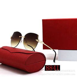 Brand sunglasses New Fashionable Frameless for Women Shooting Street Online Red Sunglasses