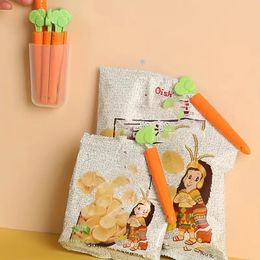 5pcs Creative Cute Carrot Sealing Clip Card, Food Snack Sealing Clip Magnet Refrigerator Sticker Storage Box