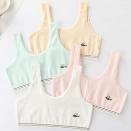 Camisoles & Tanks Lingerie Girls' Double Layer Anti Protrusion Puberty Cartoon Print Small Tank Top Without Steel Ring Breathable