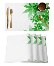 Table Mats Green Leaf Plant Gradient Texture Placemat For Dining Tableware Kitchen Dish Mat Pad 4/6pcs Home Decoration