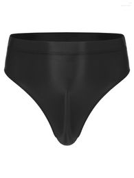 Underpants Men's Glossy Oil Briefs High Waist Swimsuit Swimwear Bottoms Breathable Simple Panties Elastic Waistband Underwear