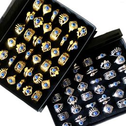 Cluster Rings 20pcs Lots Wholesale Stainless Steel Vintage Eye Mixed For Women Men Gold Silver Plated Charms Party Gifts Finger Jewelry