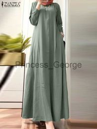 Casual Dresses ZANZEA Muslimisches Kleid Elegantes Langarm-Sommerkleid Herbst Türkische Kleider Abayas Für Frauen Ramadan Islamische Kleidung Maxi Vestidos x0625