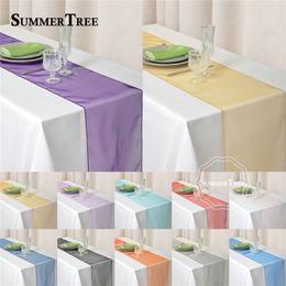 Table Runner 10pcs lot 12"x108" Organza Runners Wedding Banquet Supply Party Decoration 30CM x 275CM Lot Colour l230621