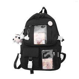 School Bags Girls Bookbag College Portable Travel Large Capacity Casual Backpack With Plush Pendant Daypack Cute Kawaii Children