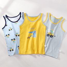 ベスト3pcs/lot boys girls夏のアンダーシャツシングレットシャツキッズディノユニコーンコットンTシャツトップキャミソール下着タンクサイズ90-155 230625