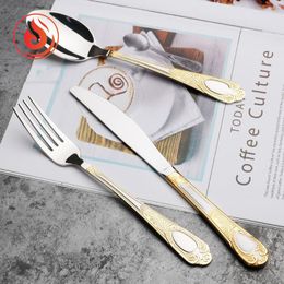 Dinnerware Sets Modern Stainless Steel Cutlery Set Portable Silverware Serving Utensils Kitchen Spoon Forks Dinner Vaisselle Tableware