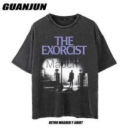 Men's T-Shirts Hip Hop Men Tshirt e Exorcist Washed Tshirt Exorcist Legend Horror Movie Special Tshirts Harajuku Oversized Cloing Tops Y2K J230625