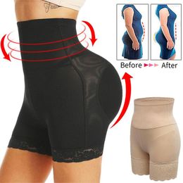 Women's Shapers Women Padded BuLifter Body Shaper Tummy Control Panties High Waist Lace Boyshort ASS Pad Shorts Hip Enhancer Shapewear