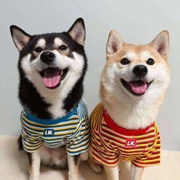 Dog Apparel Spring Summer Fall Cats Dogs Clothing Striped T-shirt Teddy Schnauzer Shiba Lnu Bichon Frise Small Fashion Pet