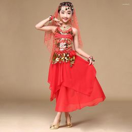 Stage Wear Belly Dance Oriental Costumes Children Dancing Sets Kids Bollywood India Practice Performance 6pcs/set