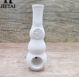 Smoking Pipes New Pure White Ceramic Dry Tobacco Pipe Personalized Gourd White Porcelain Old Style Dry Tobacco Bag