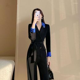 Women's Two Piece Pants Rompers Womens Jumpsuits Elegant Long Sleeve Overalls Night Playsuits Slim Outifts Female Fashion Blazer Work Wear