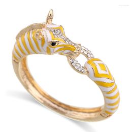 Bangle Est Trendy Gold Plated Crystals Zebra Women Bracelet Fashion Statement Enamel Colour For Girls Party Cuff Jewellery Raym22