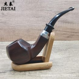 Smoking Pipes Personalised hexagonal ebony solid wood pipe, detachable Philtre element, dry tobacco bag, circulating type