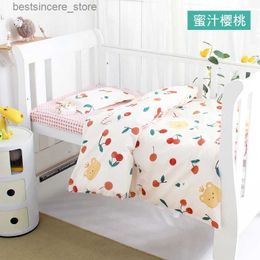 3Pcs Set Newborn Baby Cot Bedding Bed Linen Cotton Printted Sheets Duvet Cover Case Pillow Case Customized Size Four Seasons L230522