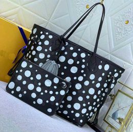 YK Never handbags full shoulder bags purses genuine leather women Tote Bags Fashion pumpkin Bags Flower Checkers Grid Serial 32x29x17cm