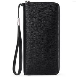 RFID-Protected Long Zipper non custodial wallet for Women and Men - Anti-Theft Clutch Bag with Brush, PU Material, and Multiple Compartments for Bank, Cards, Coins, Dollar Bills, as a Stylish and Functional Purse