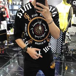 Men's T-Shirts Men's Tshirts 2020 New Summer Middle Sleeve Hot Drill Stamping Letter Pattern Plus Size 5XL Round Ne Tshrit J230625