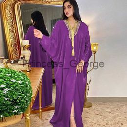 Casual Dresses Muslim Kimono Open Abaya Dress for Women Fashion Tassel Golden Trimmed Batwing Sleeve Evening Robe Morocco Kaftan Middled East x0625