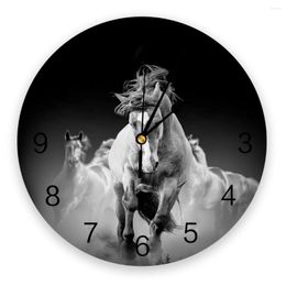 Wall Clocks Animal Horse Running Black Clock Home Decor Bedroom Silent Oclock Watch Digital For Kids Rooms