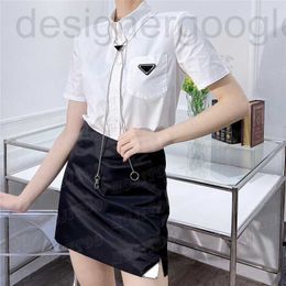 Plus size Dresses designer Nylon Dress Shirts Tops Sets For Women Letter Badge White Tshirt Ladies Fashion Sexy Black Skirts Clothing Suits 373I N73J