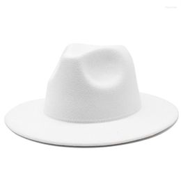 Беретса All-Match Wide Brim Fedora Шляпа для женщин сплошной шерстя