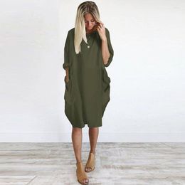 Party Dresses Womens Pocket Loose Dress Ladies Crew Neck Casual Oversized Plus Size Big For Women Beach