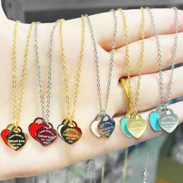 Internet celebrity tiffayffay's Same Sweet Pink Heart shaped Pendant tiffaytanium Steel Rose Gold Colorless Collar Chain Necklace for Women