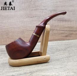 Smoking Pipes Blood sandalwood solid wood filter detachable curved mouth dry pipe dual use