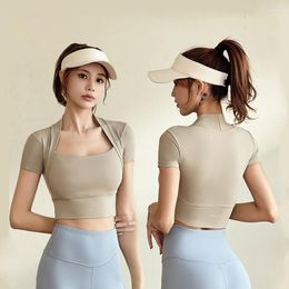 Women's T Shirts Sporty Yoga Tops For Women Tennis Padded Gym Running Outfits T-Shirts Sports Tees Comfort Patchwork Workout Fitness