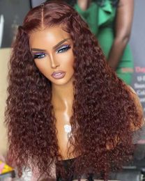 Auburn Reddish brown 13x4 hd lace front curly human hair wigs 130%denstiy glueless wigs human hair