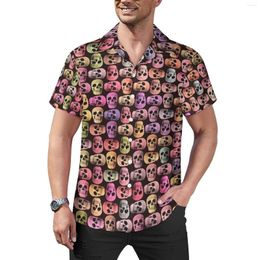 Men's Casual Shirts Halloween Beach Shirt Gothic Skull Art Hawaii Men Fashion Blouses Short Sleeve Graphic Clothing Large Size