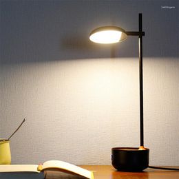 Table Lamps Modern Minimalist LED Reading Desk Lamp El Room Knob Dimming Orange Base Standing