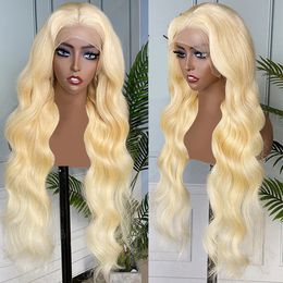 613 Lace Frontal Wig Brazilian Transparent Honey Blonde Body Wave Lace Front Wig Colored 4x4 Closure Human Hair Wigs For Women