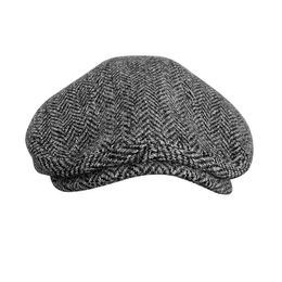 Men's Winter High Quality Pure Wool Newsboy Hats Herringbone Octagon Cap Women Gatsby Flat Hat BLM318