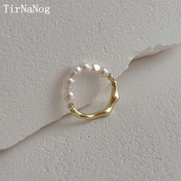 Solitaire Ring South Korea Baroque Natural Freshwater Pearl Ring Fashion Luxury Elegant Bohemia Beaded Index Finger Ring 230621