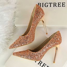 Fashion Womens Pumps High Heels Pointed Toe Sexy Nightclub Bling High Heel Shoes