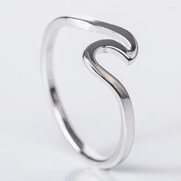 Cluster Rings Fashion Simple Design Sea Wave Ocean Surf Alloy Ring Rose Gold Silver Colour Finger Jewellery For Women Surfer Gift