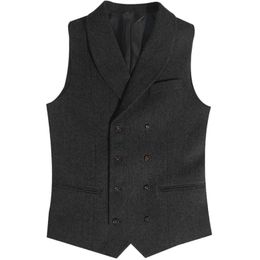 Jackets Men's Suit Vest Brown Herringbone Tweed Double Breasted Steampunk Clothing Male Gentleman Business Waistcoat for Wedding Vest