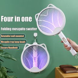 Other Home Garden Folding Electric Mosquito Swatter Rechargeable Durable Household Four-in-one Mosquito Swatter Fly Swatter Lithium Battery 230625