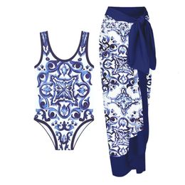 Women's Swimwear Women Swimsuit Skirt Blue Holiday Beachwear Vintage Swimwear Female Retro Designer Bathing Suit Surf Wear Summer 230621